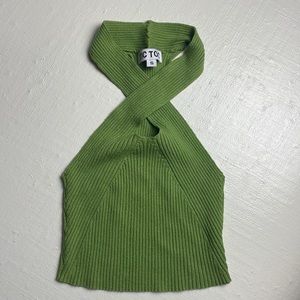 Green crisscross crop top